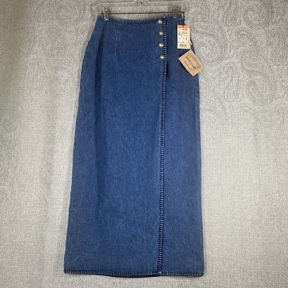 Vtg NWT Ralph Lauren Country Blue Denim Skirt